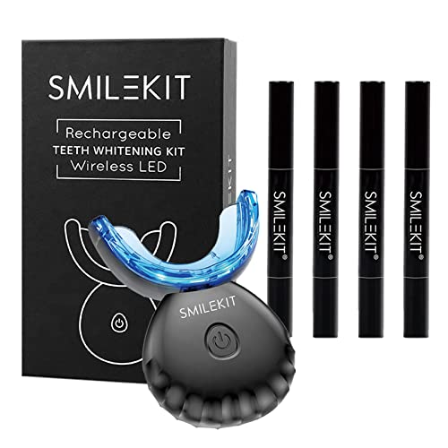 Teeth Whitening Kit, Teeth Whitening Gel with LED Accelerator Light and Tray ...