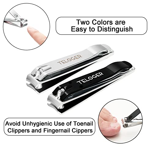 Nail Clippers,2PCS Stainless Steel Nail Clipper Set,Professional Fingernail &...