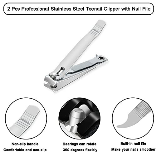 Nail Clippers,2PCS Stainless Steel Nail Clipper Set,Professional Fingernail &...