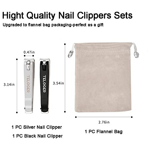 Nail Clippers,2PCS Stainless Steel Nail Clipper Set,Professional Fingernail &...