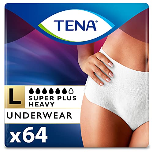 TENA Incontinence Underwear for Women, Super Plus Absorbency, Large, 64 Count...