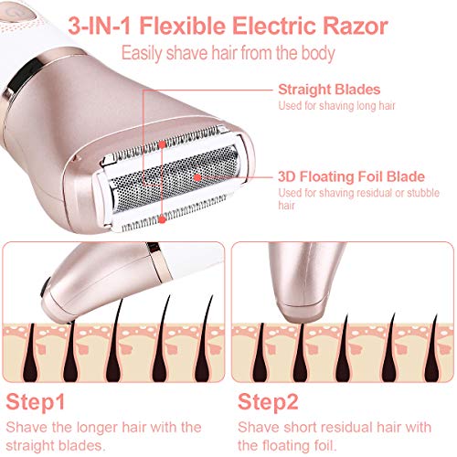 Electric Razor for Women, Tencoz Hair Removal for Women 2 in 1 Wet & Dry Rech...