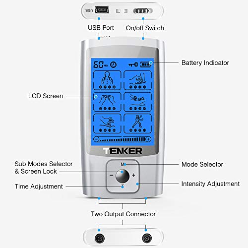 TENKER TENS EMS Unit Muscle Stimulator, 24 Modes TENS Machine for Pain Relief...