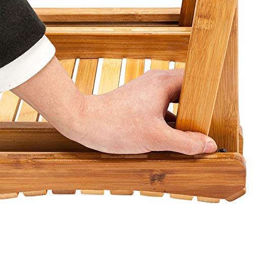 Bamboo Folding Bathroom Stool Wooden Shower Chair for Shaving & Shower Foot R...