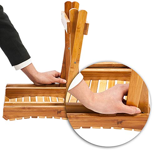 Bamboo Folding Bathroom Stool Wooden Shower Chair for Shaving & Shower Foot R...