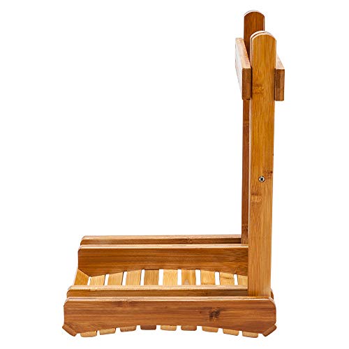 Bamboo Folding Bathroom Stool Wooden Shower Chair for Shaving & Shower Foot R...