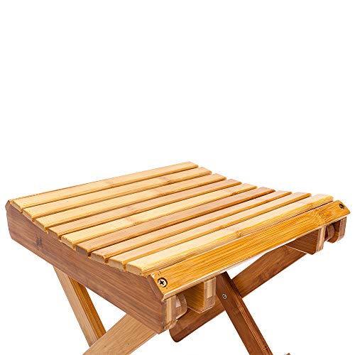 Bamboo Folding Bathroom Stool Wooden Shower Chair for Shaving & Shower Foot R...