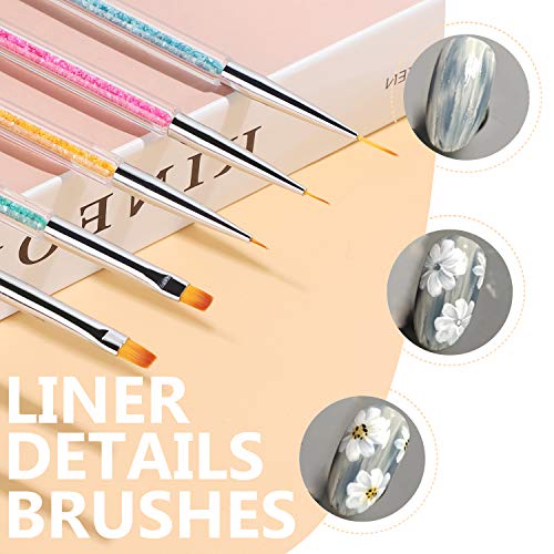 Double-Ended Nail Art Brushes, TEOYALL 5 PCS Nail Design Tools Kit Including ...