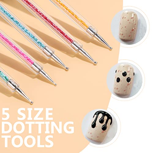 Double-Ended Nail Art Brushes, TEOYALL 5 PCS Nail Design Tools Kit Including ...