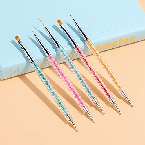 Double-Ended Nail Art Brushes, TEOYALL 5 PCS Nail Design Tools Kit Including ...