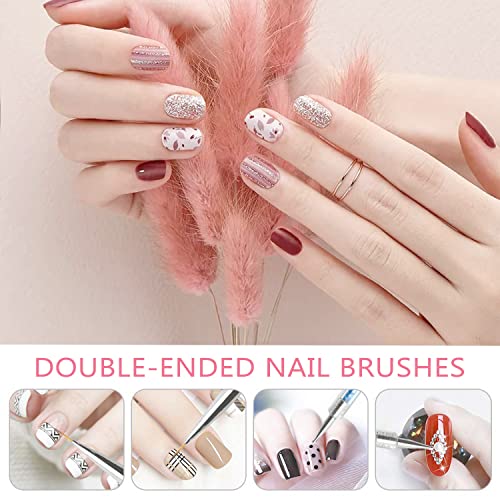 Double-Ended Nail Art Brushes, TEOYALL 5 PCS Nail Design Tools Kit Including ...