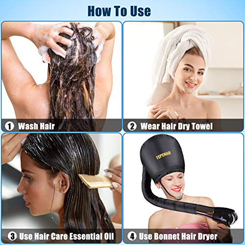 TEPENAR Bonnet Hair Dryer Attachment, Upgraded Soft Adjustable Large Hair Dry...