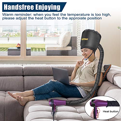 TEPENAR Bonnet Hair Dryer Attachment, Upgraded Soft Adjustable Large Hair Dry...