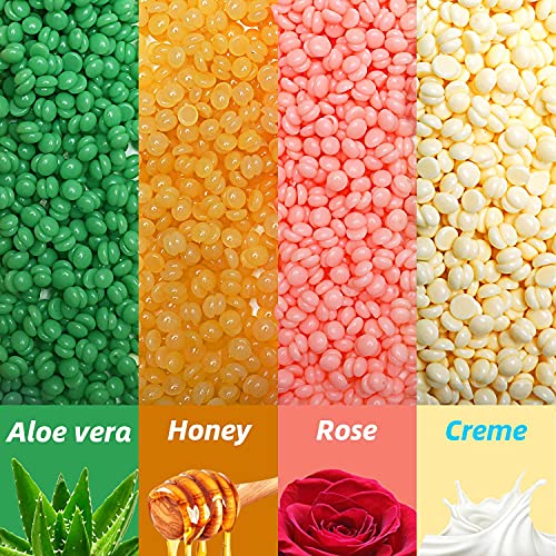 Hard Wax Beads for Hair Removal 4 Bags 3.5Oz Natural Hard Wax Beans (Aloe Ver...
