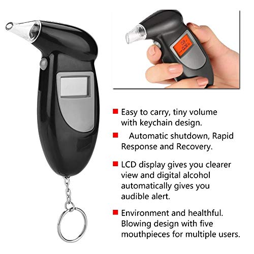 Terisass Breathalyzer Keychain LCD Screen Breath Alcohol Tester Professional-...