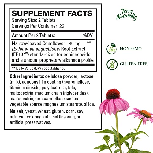 Terry Naturally - 40 mg, 45 Tablets - Non-Addictive Supplement - Non-GMO, Glu...