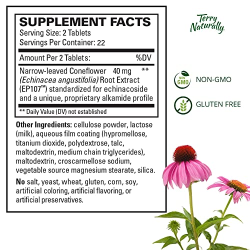 Terry Naturally - 40 mg, 45 Tablets - Non-Addictive Supplement - Non-GMO, Glu...