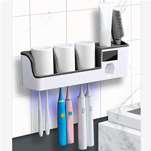TETI Toothbrush Cleaner UV USB Charging Wall Mounted UV Toothbrush Holder wit...