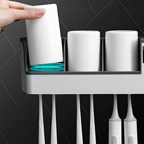 TETI Toothbrush Cleaner UV USB Charging Wall Mounted UV Toothbrush Holder wit...