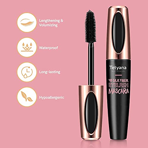 4D Silk Fiber Lash Mascara Waterproof, Luxuriously Longer, Thicker, Voluminou...