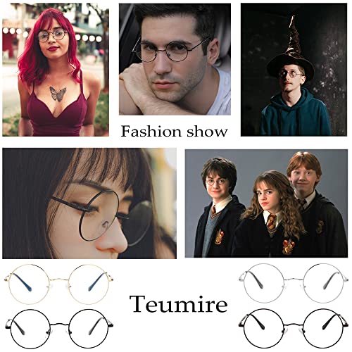Teumire Blue Light Blocking Glasses for Women Men Round Metal Frame Clear Len...