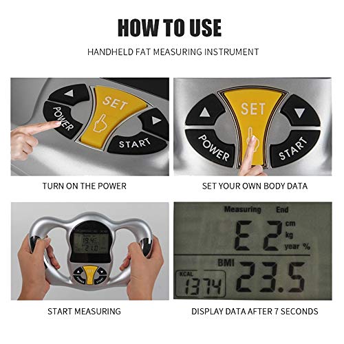 Tevedin Digital Body Fat Analyzer Handheld Body Fat Measurement Tool Health M...