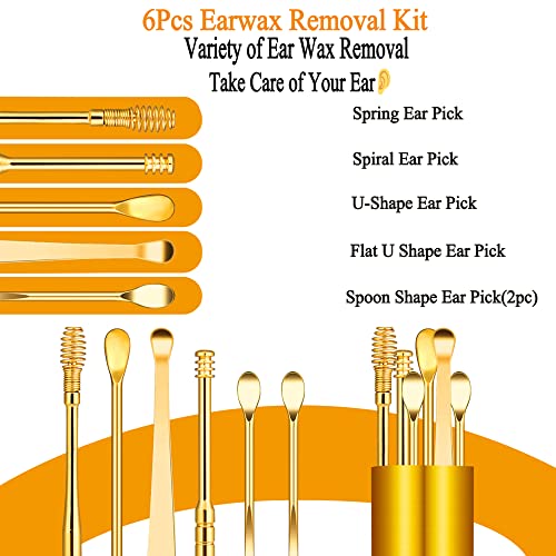 Ear Pick Earwax Removal Kit,Ear Cleansing Tool Set 6-in-1 Ear Wax Removal Kit...