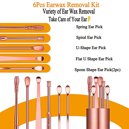 Ear Wax Removal Kit, Ear Pick Tools Earwax Removal 6-in-1 Ear Cleansing Tool ...