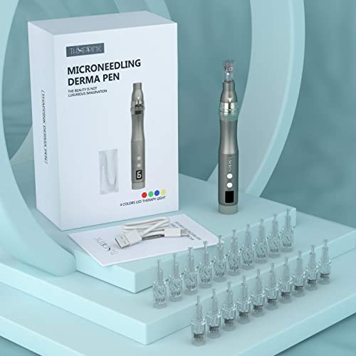 Microneedling Pen Electric Derma Pen with 20 Replacement Cartridges, Adjustab...