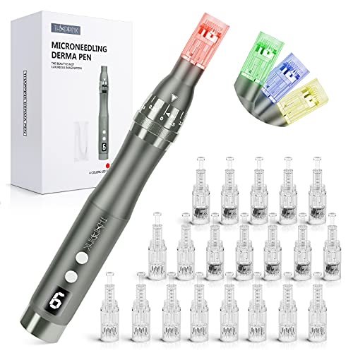 Microneedling Pen Electric Derma Pen with 20 Replacement Cartridges, Adjustab...