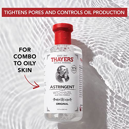 THAYERS Original Witch Hazel Astringent with Aloe Vera, 12 ounce bottle
