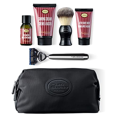 The Art of Shaving Sandalwood Travel Kit - Men's Razor with Pre-Shave Oil, Sh...