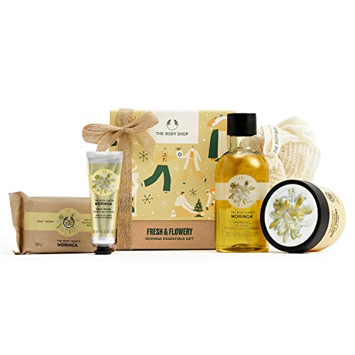 The Body Shop Fresh & Flowery Moringa Essentials Gift Set, Floral Skincare Tr...