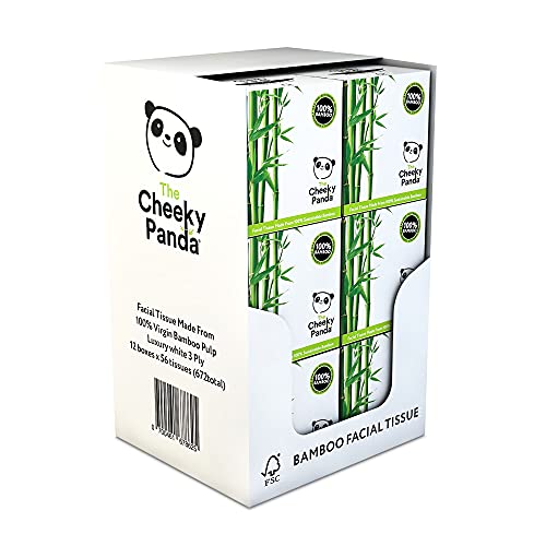 The Cheeky Panda – Bamboo Facial Tissues | Bulk Box of 12 Packs (56 Tissues p...