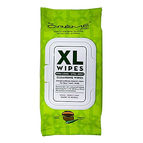 The Crème Shop XL Cleansing Wipes with Aloe Vera & Green Tea - Juiciest Makeu...