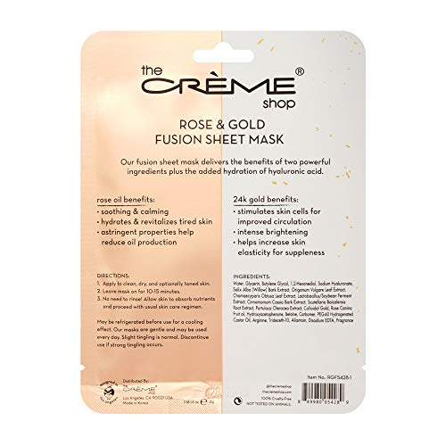 The Crème Shop Korean Skincare | Rose & Gold Fusion Face Sheet mask 5 Pack