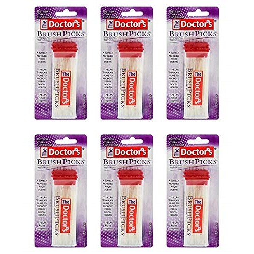 The Doctor's BrushPicks Interdental Toothpicks | 120-Picks per pack | (6-Pack)