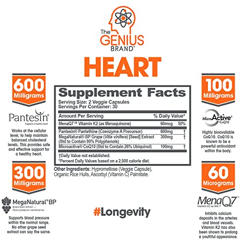 Genius Heart & Cardiovascular Health Supplement – Cholesterol Lowering Vein &...