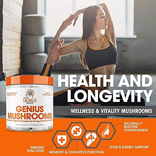 Genius Mushroom – Lions Mane, Cordyceps and Reishi – Immune System Booster & ...