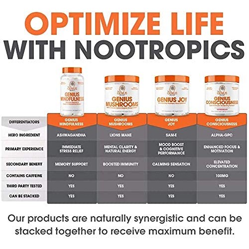 Genius Mushroom – Lions Mane, Cordyceps and Reishi – Immune System Booster & ...