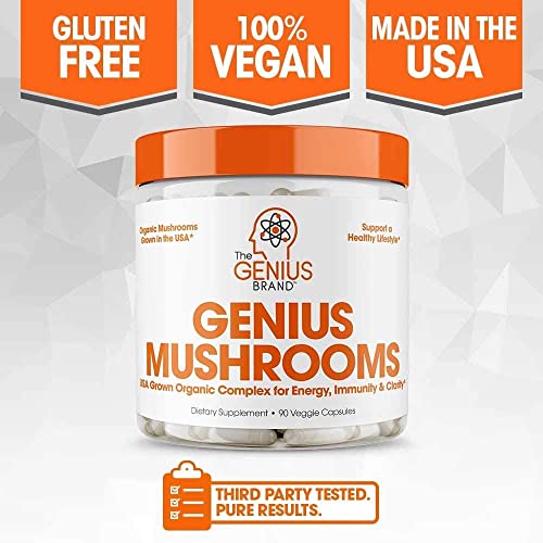 Genius Mushroom – Lions Mane, Cordyceps and Reishi – Immune System Booster & ...