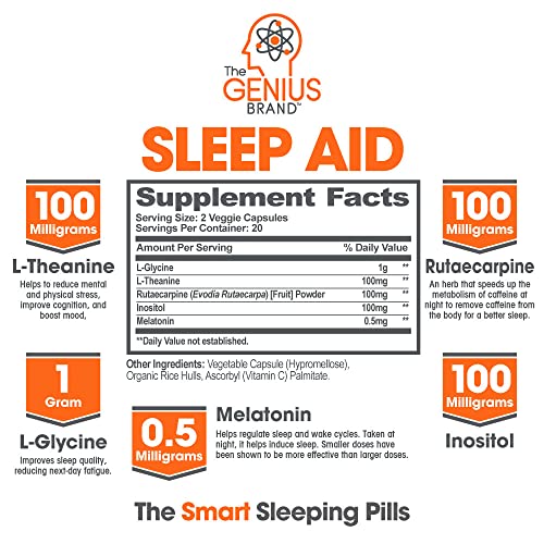 Genius Sleep AID – Smart Sleeping Pills & Adrenal Fatigue Supplement - Relaxa...