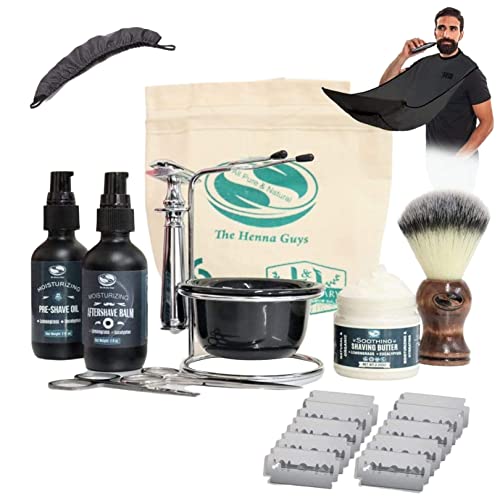 Lemongrass & Eucalyptus Shaving Kits For Men - Includes Shaving Butter, Pre S...
