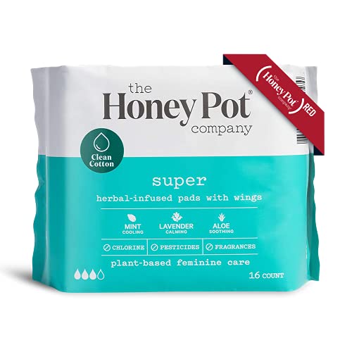 The Honey Pot Company Clean Cotton Super Absorbency Pads (16 Count), Herbal-I...