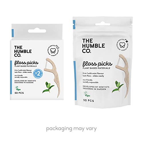 The Humble Co. Natural Dental Floss Picks (200 Count) - Vegan, Eco Friendly, ...