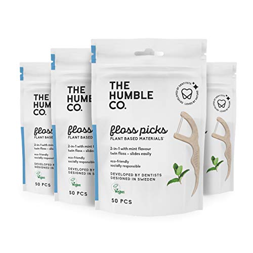 The Humble Co. Natural Dental Floss Picks (200 Count) - Vegan, Eco Friendly, ...