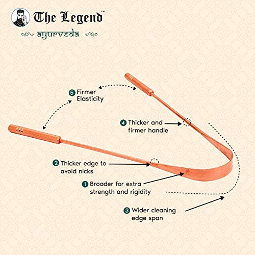 The Legend Pack of 3 Ayurveda Heavenly Copper Tongue Cleaner or Scraper | Met...