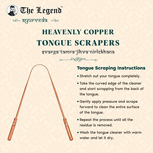 The Legend Pack of 3 Ayurveda Heavenly Copper Tongue Cleaner or Scraper | Met...