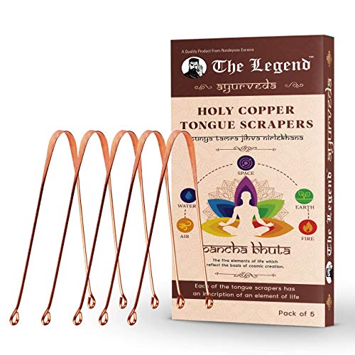 The Legend Pack of 5 Ayurveda Heavenly Copper Tongue Cleaner or Scraper | Met...