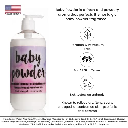 The Lotion Company 24 Hour Skin Therapy Lotion, Baby Powder, 16 Fluid Ounce